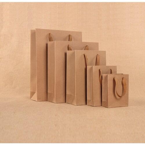 10pcs/pack Paper Gift Bag Decorations Recyclable Pouch Party Favor DIY With Handles Birthday White and Black Kraft Paper Bags