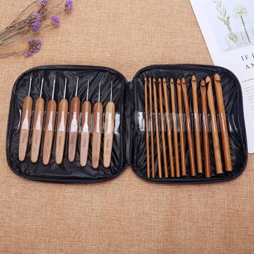 20 PCs Crochet Hooks Crochet Circular Bamboo Knitting Needles Pins For Thick Yarn Sweater DIY Crafts Sewing Weaving Accessories