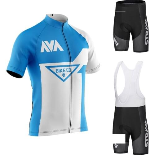 2021 STRAVA pro team Cycling Jersey Men Set Bib Shorts Set Summer Mountain Bike Bicycle Suit Bicycle Racing Uniform Clothes