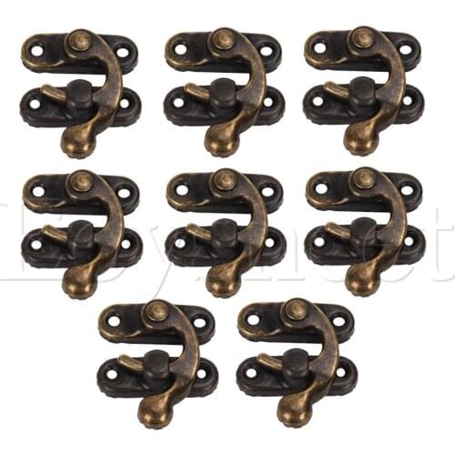 8pcs Vintage Padlock Hasp Hook Horns Bronze Iron Shackle Lock For Jewelry Box