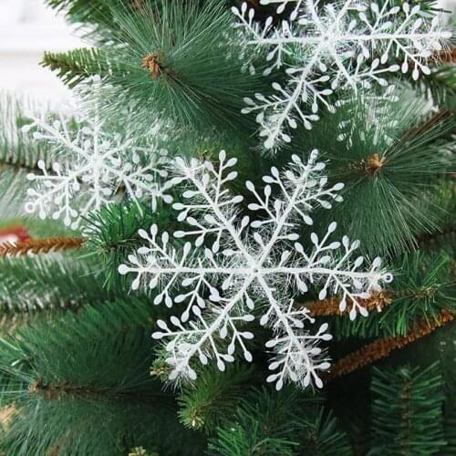 6/11/13cm 9pcs Christmas Ornament White Plastic Christmas Snowflake for DIY Xmas Trees Window Decoration Party Supplies
