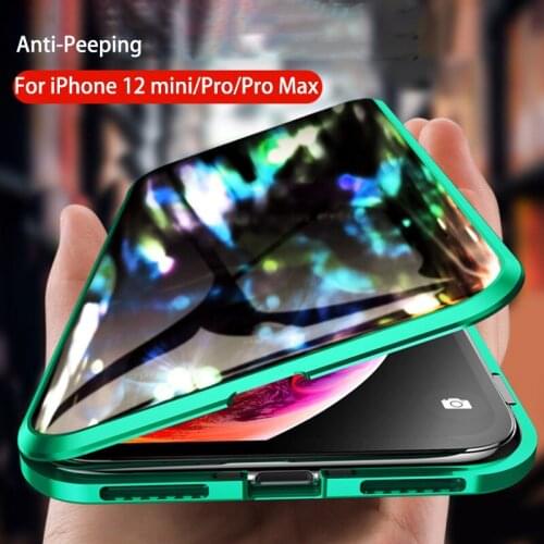 Anti-Peep Privacy Screen Magnetic Case For iPhone 12 iPhone12 Mini iPhone 12 Pro max Double Sided Glass Phone Case