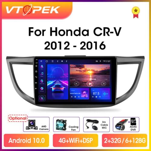 Vtopek 2 din Android Car Radio Multimidia Video Player Navigation GPS For Honda CRV CR-V 2011-2015 Head Unit Only Support 2.0L