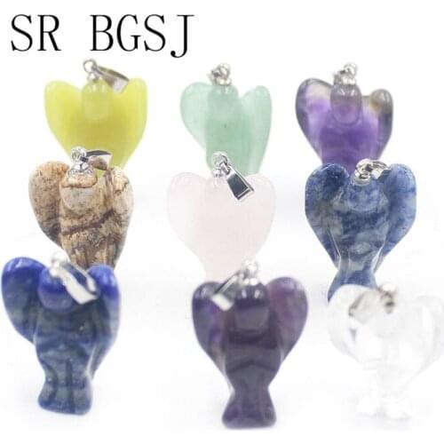 Free Ship 1PC Select by Gems Natural Carved Angle Shape Beads Gems Loose Beads For DIY Pendant Earrings