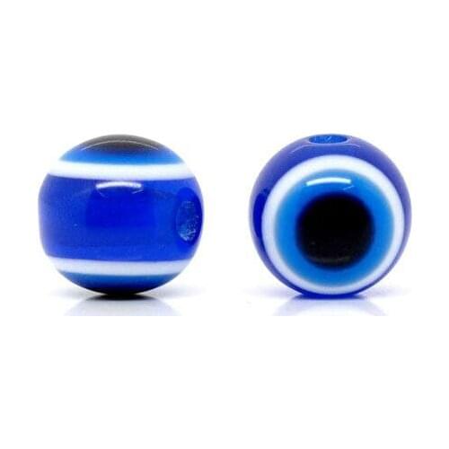 Free Shipping 200pcs Dark Blue Evil Eye Stripe Round Resin Spacer Beads For DIY Garment Accessories 10mm