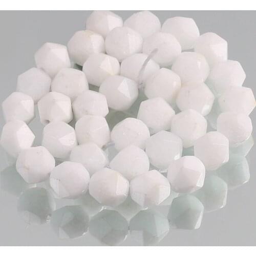 AAA Natural Faceted White Jaspers Stone Bead for Jewelry Making DIY Bracelet Necklace Loose Spacer Beads 6/8/10m m 15" Inch