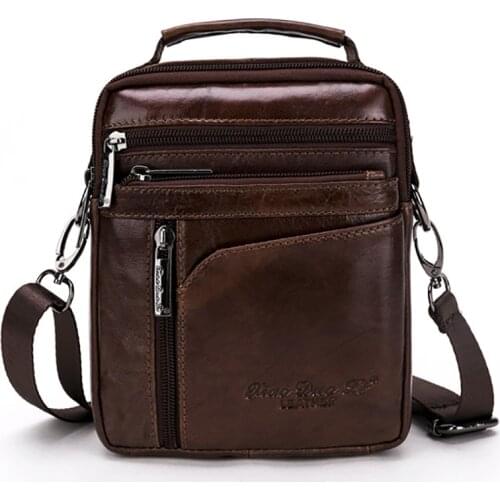 New High Quality Men Business Handbag Genuine Leather Cowhide Retro Crossbody Single Shoulder Bag Casual Briefcase Handbags