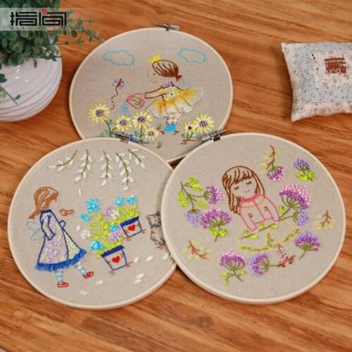 Handmade Childrens DIY 3D Embroidery Beginner Introduction Gift Gift Embroidery Bamboo Hoop
