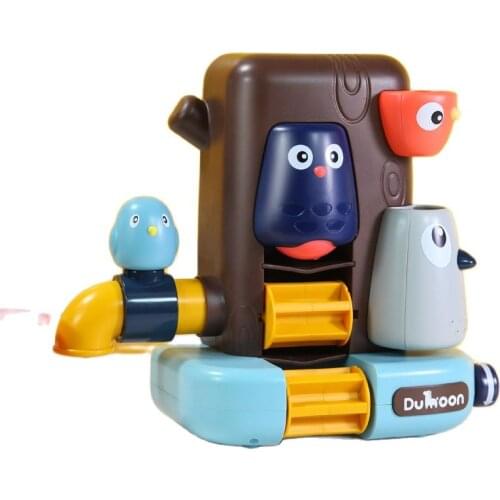 Baby playing in water toy tree house rotating toy boy girl play house toy spray bath toy set