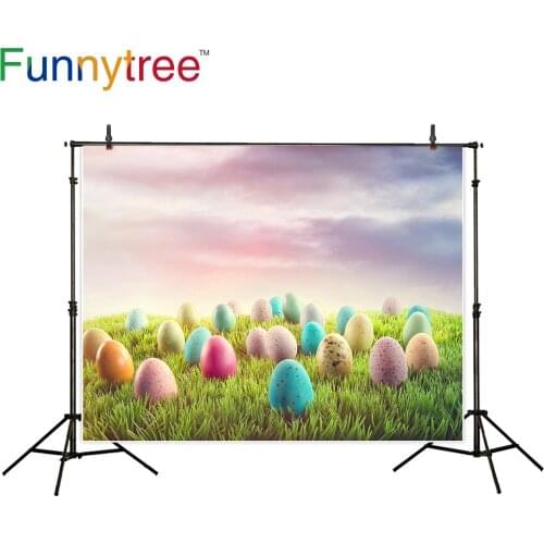 Funnytree photography backdropsColorful Easter eggs in grass photocall photography studio funds background vinyl