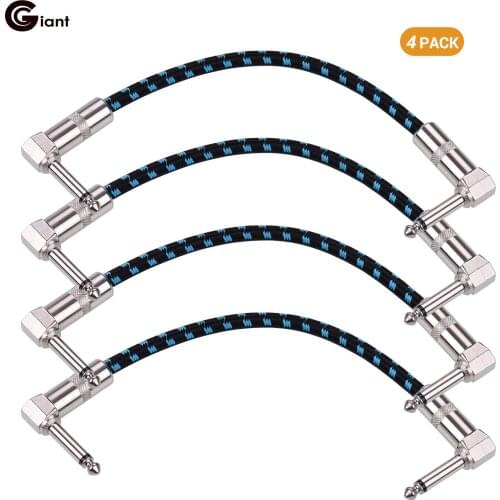 Ggiant AC-18-3 Guitar Pedal Patch Cables 6 Inch Length Cable Pure Copper Shielding with 1/4 Inch Right Angle guitar accessories