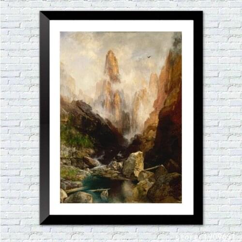 Cotton no frame classical mountain stream landscape canvas printings oil painting printed on cotton wall art decoration pictures