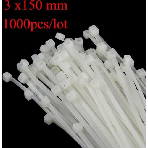 1000PCS 3x150mm cable tie Assorted Self-locking Nylon Cable Ties multicolor Plastic Zip Tie Loop Wire Wrap Zip Ties white black