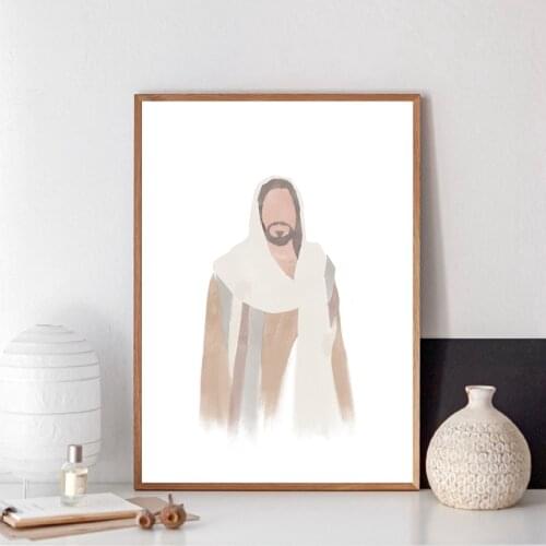 Jesus Portrait Christ Christian Gift Jesus Canvas Painting Posters Prints Minimalist Mormon Wall Art Pictures Home Room Decor