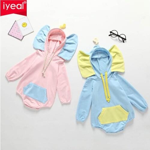 IYEAL Baby Boy Cartoon Boys Clothing Elephant Rompers Newborn Baby Girls Clothing Roupas Bebes Kids Infant Hooded Jumpsuit