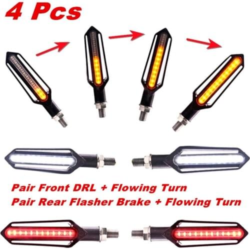 Motorcycle Strobe Light Indicator 2in1 Red+amber White+amber Led Brake Blowing Universal 2pair