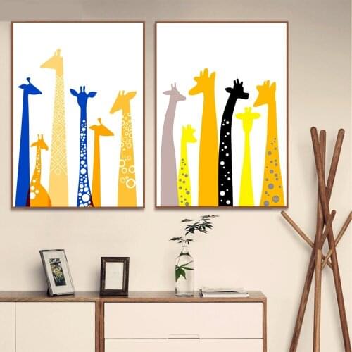 Cartoon Minimalist Giraffe Posters and Prints Wall art Decorative Picture Canvas Painting For Living Room Home Decor Unframed