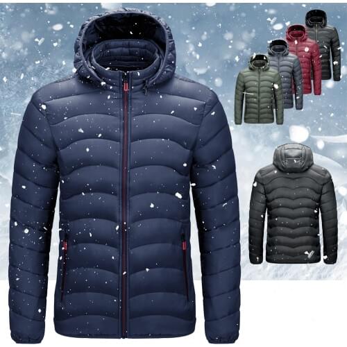 Mens Winter Windbreak Jackets Coats 2020 Fashion Men Thicken Warm Parkas Hat Detachable Male Cotton Padded Windbreaker Outerwear