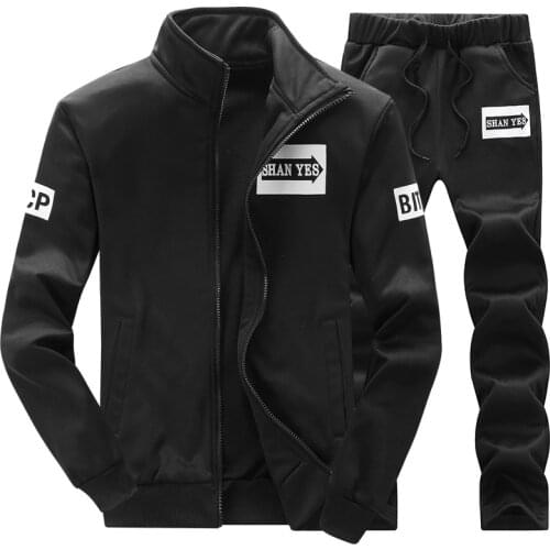 Tracksuits Men Polyester Sweatshirt Sporting Fleece 2021 Gyms Spring Jacket + Pants Casual Mens Track Suit Sportswear Fitness