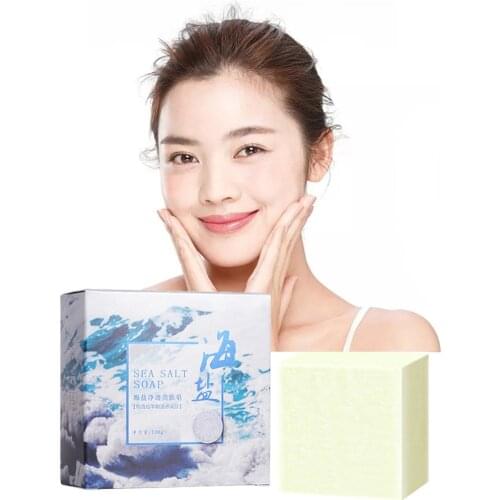 Sea Salt Handmade Soap Face Care Sulfur Soap Oil Control Acne Pore Moisturizing Goat Milk Body Bath Wash Essential Oil Soaps