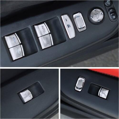 Car Door Armrest Glass Lift Button Sticker Aluminum Alloy Sequins Decoration For Honda Civic 2019 2018 2017 2016 Accessories