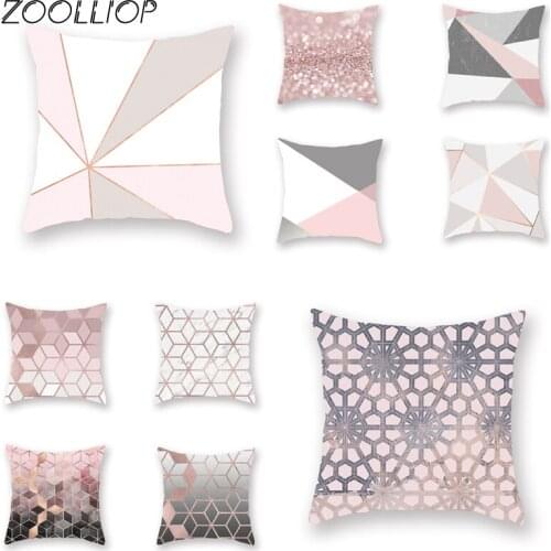 Geometric Cushion Cover Home Decor Polyester Throw Pillow Case Striped Dotted Grid Triangular Geometric Art Cushion Cover
