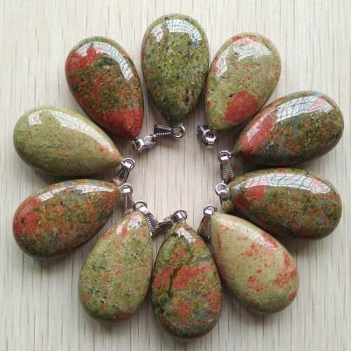 Wholesale 10pcs/lot 2018 fashion high quality natural flower green stone drop 25x40mm pendants Charms for making free shipping