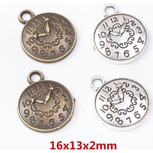 80 pieces of retro metal zinc alloy clock pendant for DIY handmade jewelry necklace making 7676