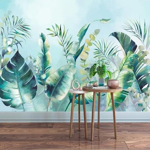 Custom Photo Hand Painted Watercolor Pastoral Green Leaves 3D Mural Living Room Bedroom Sofa TV Background Wall Murals Wallpaper