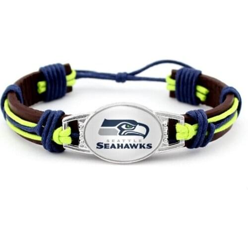National League West Football Seattle Team Seahawks Hand Woven Adjustable Leather Bracelet Bangles Jewellery
