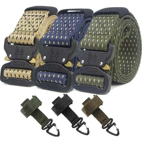 Tactical Military Combat Belts Army Airsoft Metal Buckles Quick Release Nylon Belt Mens Outdoor Training Hunting Survival Belt
