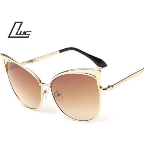 Pink vintage Mirror female Women Cat Eye Sunglasses Brand Designer ladies Sun glasses for women Eyewear Oculos Feminino