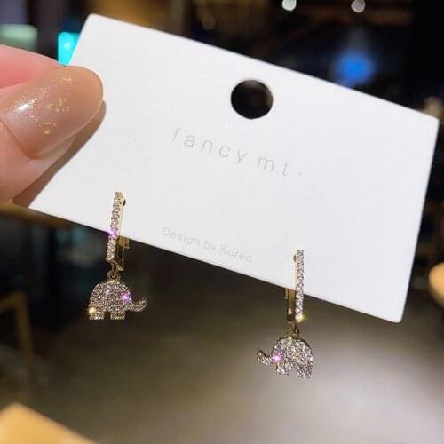 Korean Fashion Cute Baby Elephant Earrings for Women Simple Temperament Earrings Wild High-end Sense of Small Exquisite Earrings