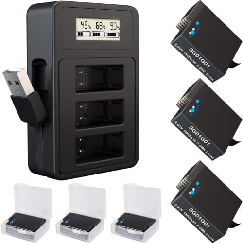 1800mAh replacement battery or USB accurate display charger for GoPro Hero 8 Hero 7 Hero 6 hero 5 Black GoPro camera accessory