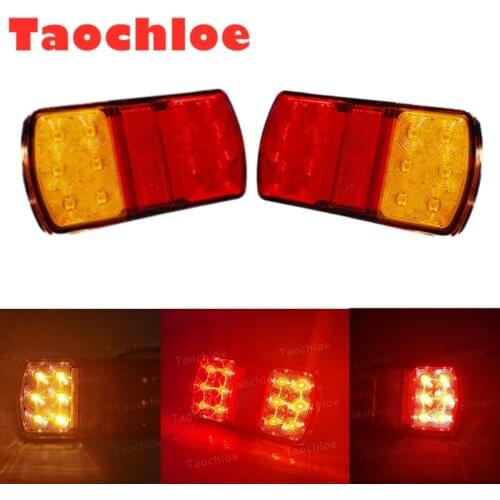 2Pcs 12V Car 12LED Rear Stop Tail Light For Trailer lights Truck lorry tractor bus Caravan Boat Car signal lights 150*80*23MM