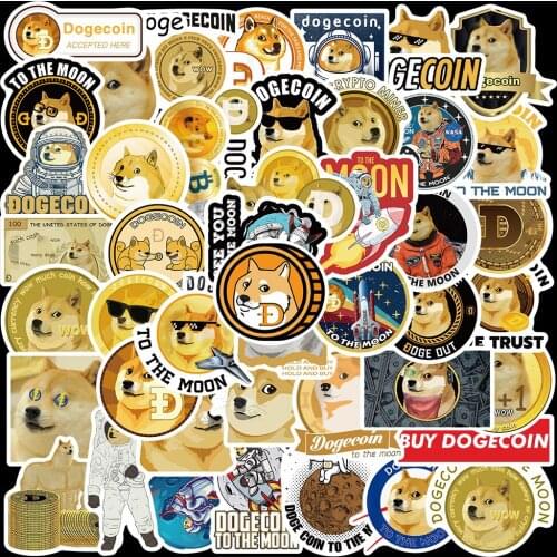 10/50pcs Funny Bitcoin/Dogecoin Graffiti Stickers for Skateboard Guitar Luggage Phone Aesthetic DIY Commemorate Stickers Decals