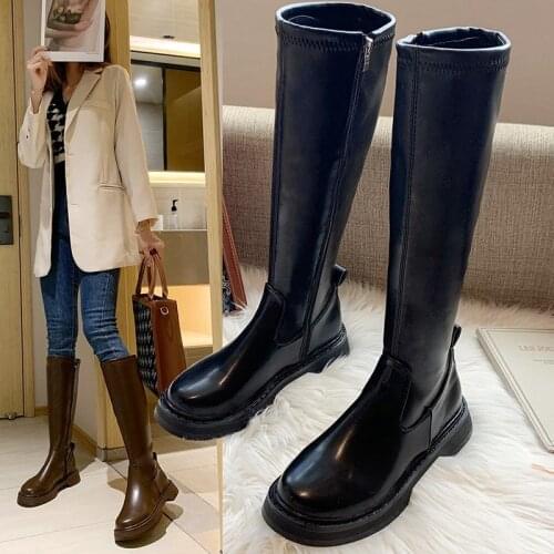 Womens boots are not knee-high for fall/winter 2021 new high knight boots thick heel square toe thin shoes long boots