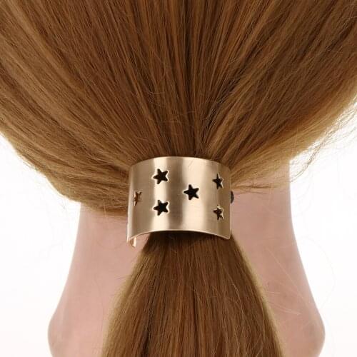 Stars Hollowed Hair Rings Metal Cuff Wrap Elastic Hair Band Hair Accessories