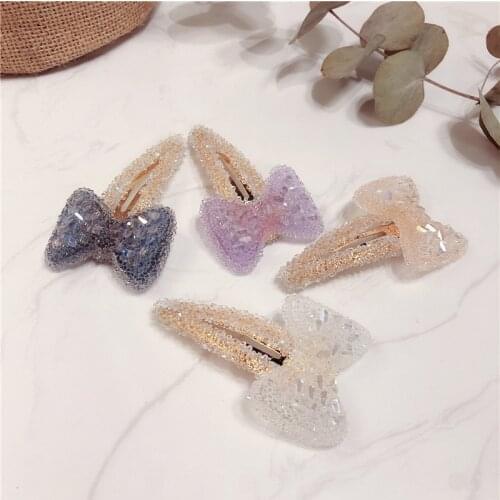 1Pcs Fashion Women Girls Bling Headwear Crystal Rhinestone Hair Clip Barrette Hairpin Tiara Satin Ribbon Bow Hair Accessories