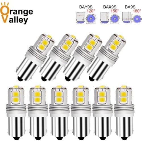 10pcs T4W BA9S BAX9S BAY9S LED Blub H6W 10 LED For Car Rear Map light 2835 SMD Auto Parking Reverse Lamp 6000K DC 12V