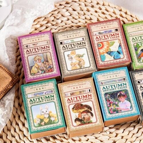 100 pcs/box Retro fairy tale stamps Decorative Plants Flowers Sticker For Art Craft Journaling Supplies Junk Journal