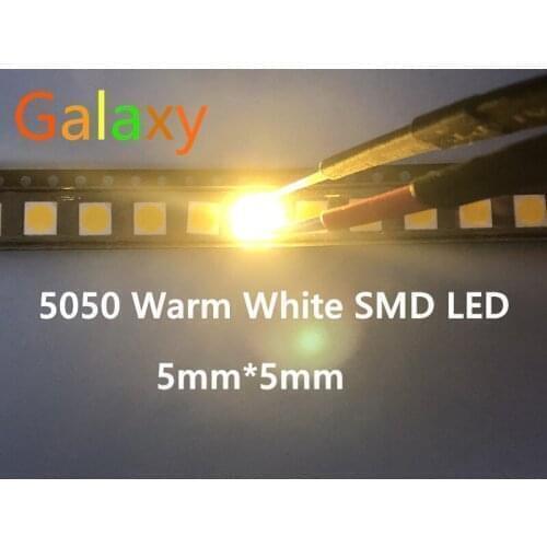 200PCS 5050 Warm white SMD SMT LED PLCC-6 3-CHIPS 5050 led 60MA Mid-power 10-18LM 0.2W High quality Wholesale