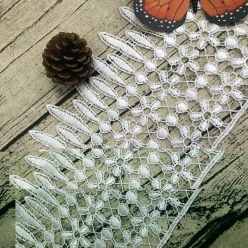 2016 White Water Soluble Embroidery Lace Fabric DIY Black Cord Lace Tassel Fringe Lace Trim Wedding Dress Guipure Lace Fabric