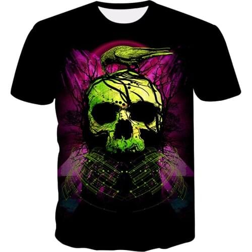 2021 Creative horror vape skull 3d graphic male t-shirt fashion quality skull series printed boy t-shirt for man