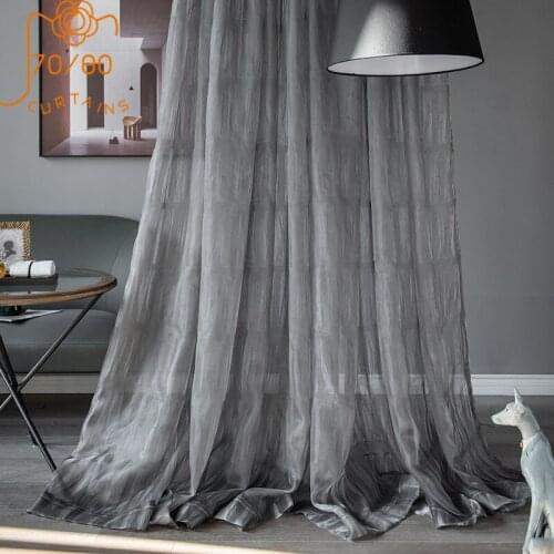 2021 New Nordic Light Luxury Glass Gauze Bay Window Curtains for Living Room Balcony Bedroom Customized Finished Product