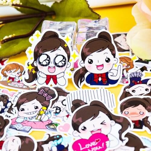 39pcs Cute Self-made Yuko girls stickers scrapbooking Cartoon Paper stickers/Waterproof stationery diy guitar stickers kawaii