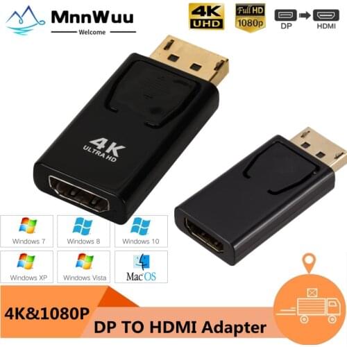 4K 1080P DisplayPort to HDMI-compatible Adapter Converter Display Port Male DP to Female HDTV Cable Adapter Video For PC TV