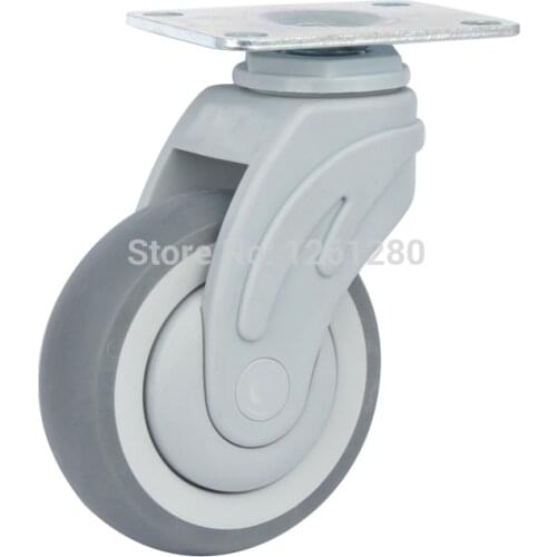 5-inch flat plastic super synthetic rubber TPR medical bed caster with brake Ball Bearing wheel