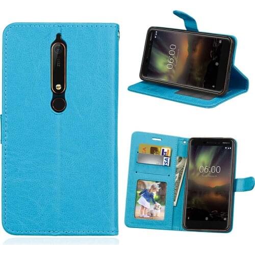 Wallet Case for Nokia 6 2018 6.1 Flip Cover Card Stand PU Leather Case for Nokia 6 2018 Cover Magnetic Buckle For Nokia 6.1 Case