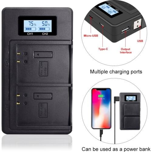 LP-E10 LPE10 LP E10 LCD Dual Battery Charger for Canon LP-E10 EOS 1100D 1200D 1300D Kiss X50 Rebel T3